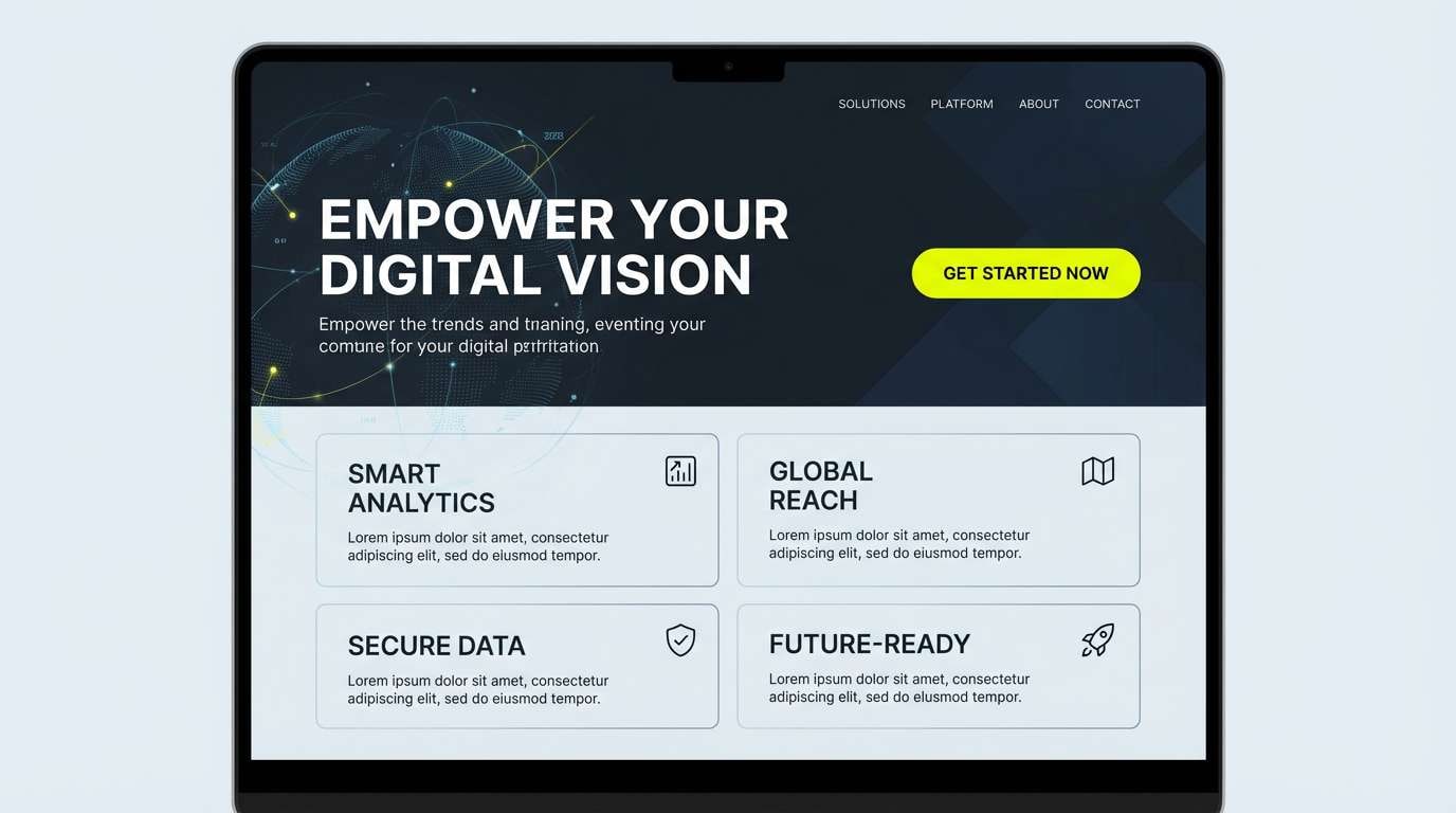 dark landing page ui