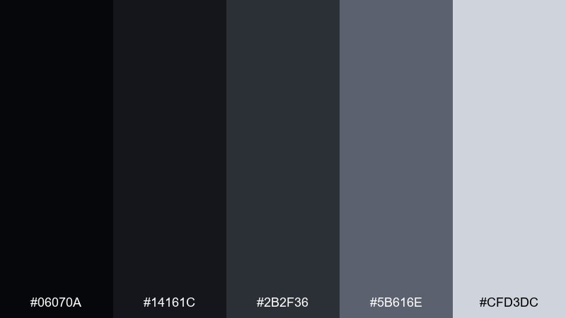 dark matter charcoal celestial color palette with hex codes
