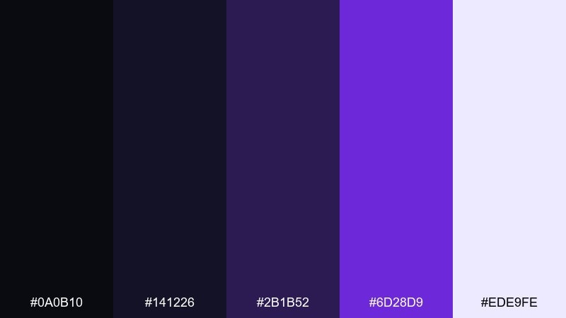 dark mode iris ui color palette with hex codes