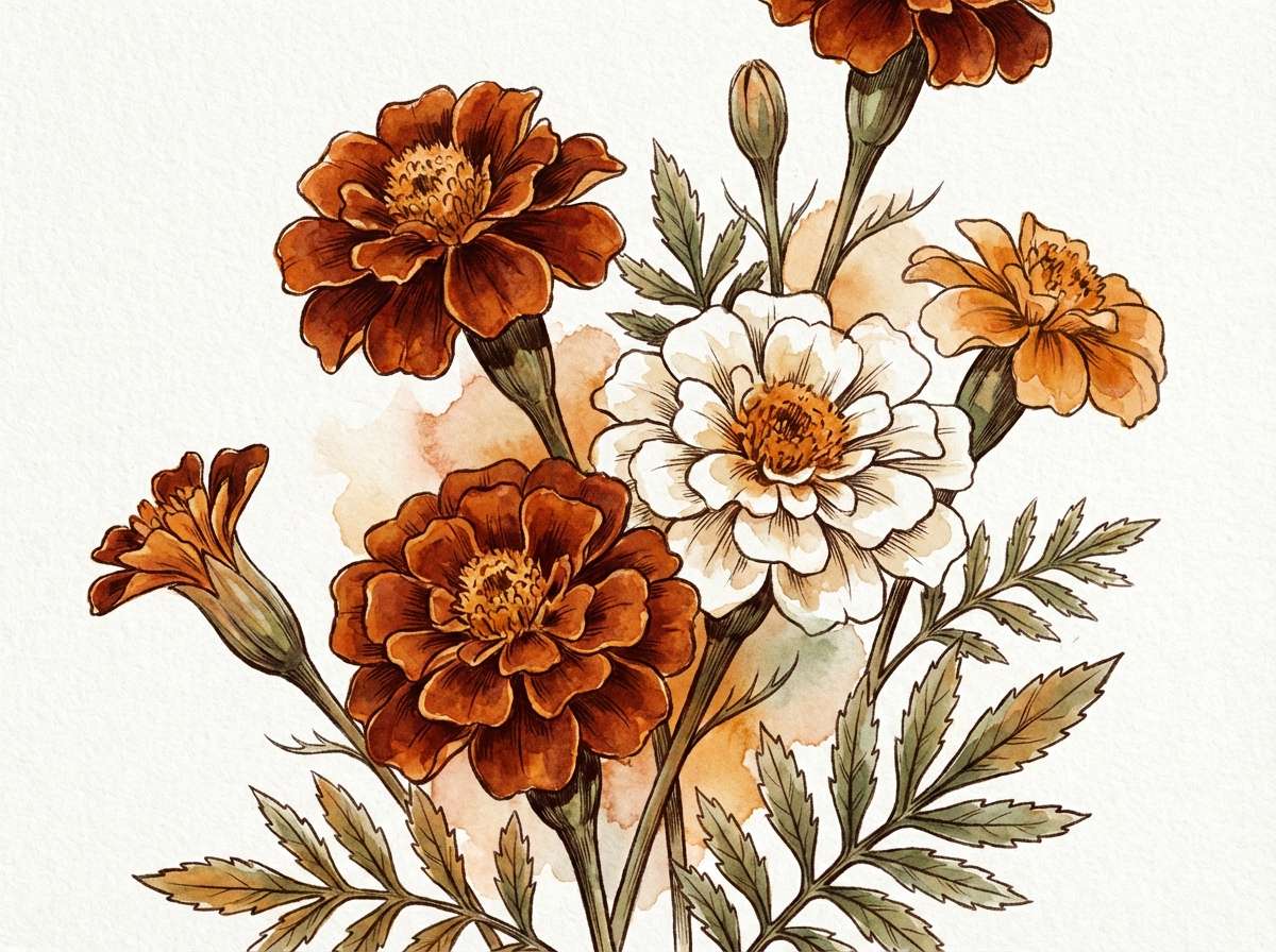 watercolor marigold illustration