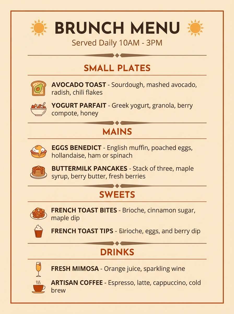 brunch menu layout