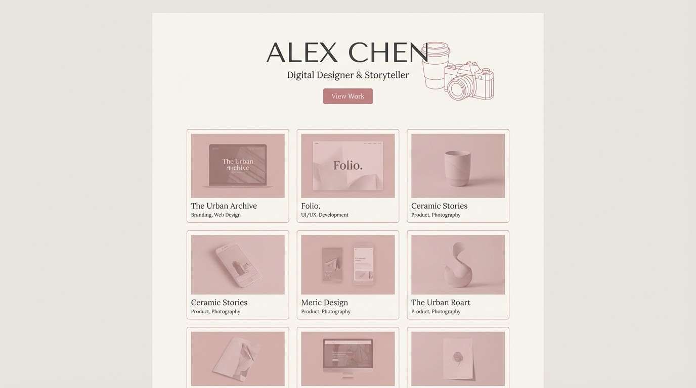 antique pink portfolio ui