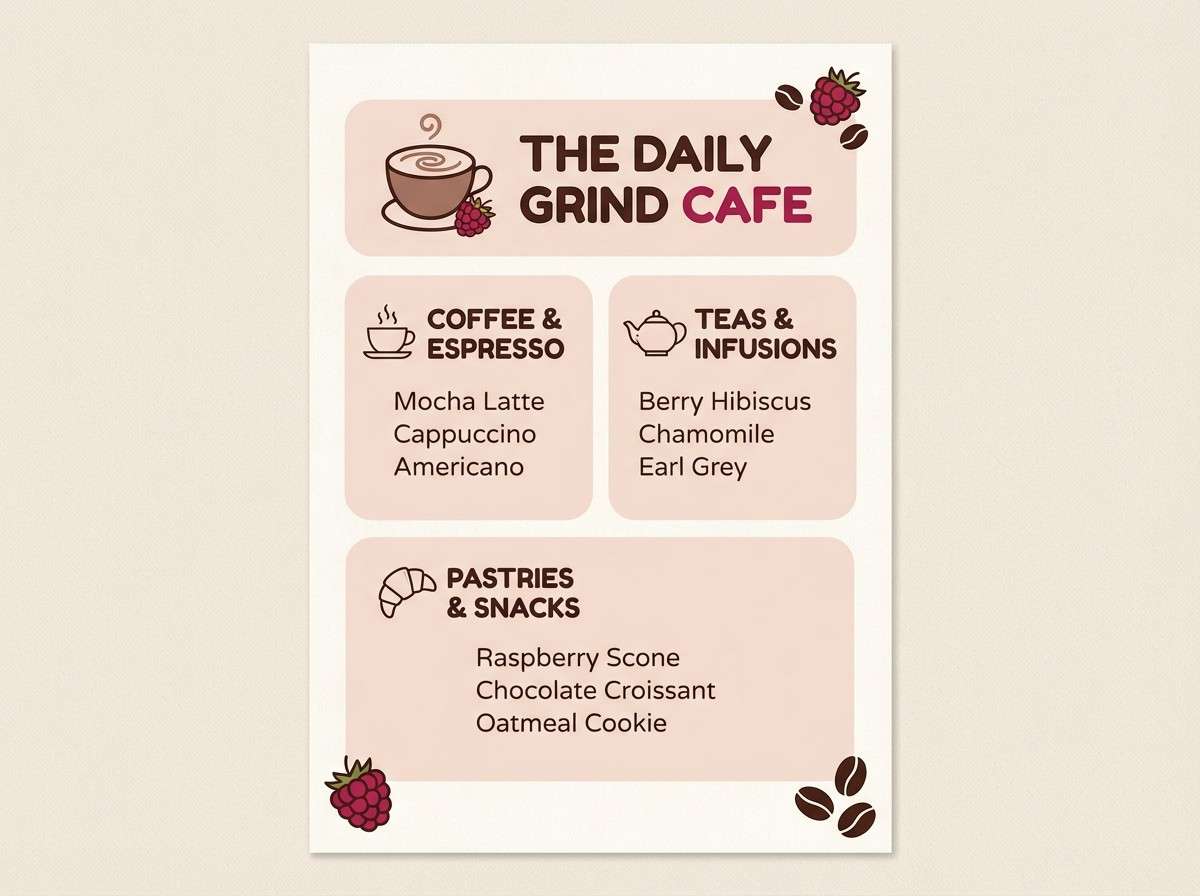raspberry mocha menu design