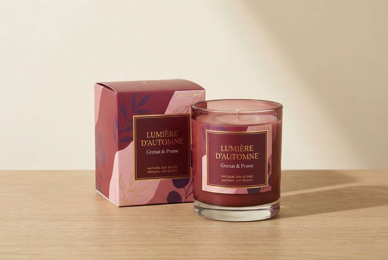 garnet blush candle packaging