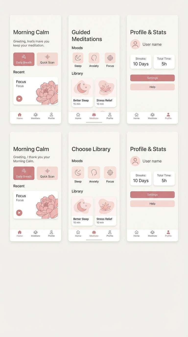 peony calm app ui