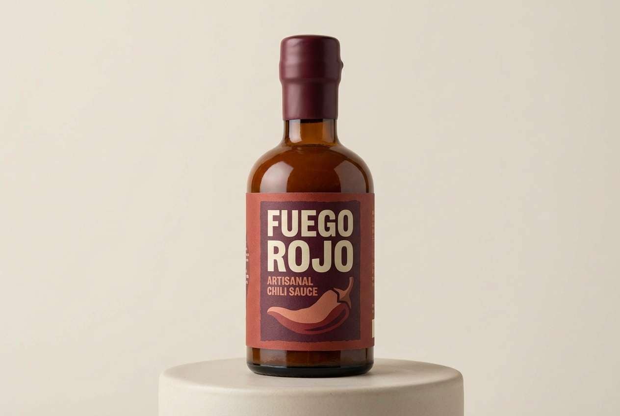 burgundy hot sauce label