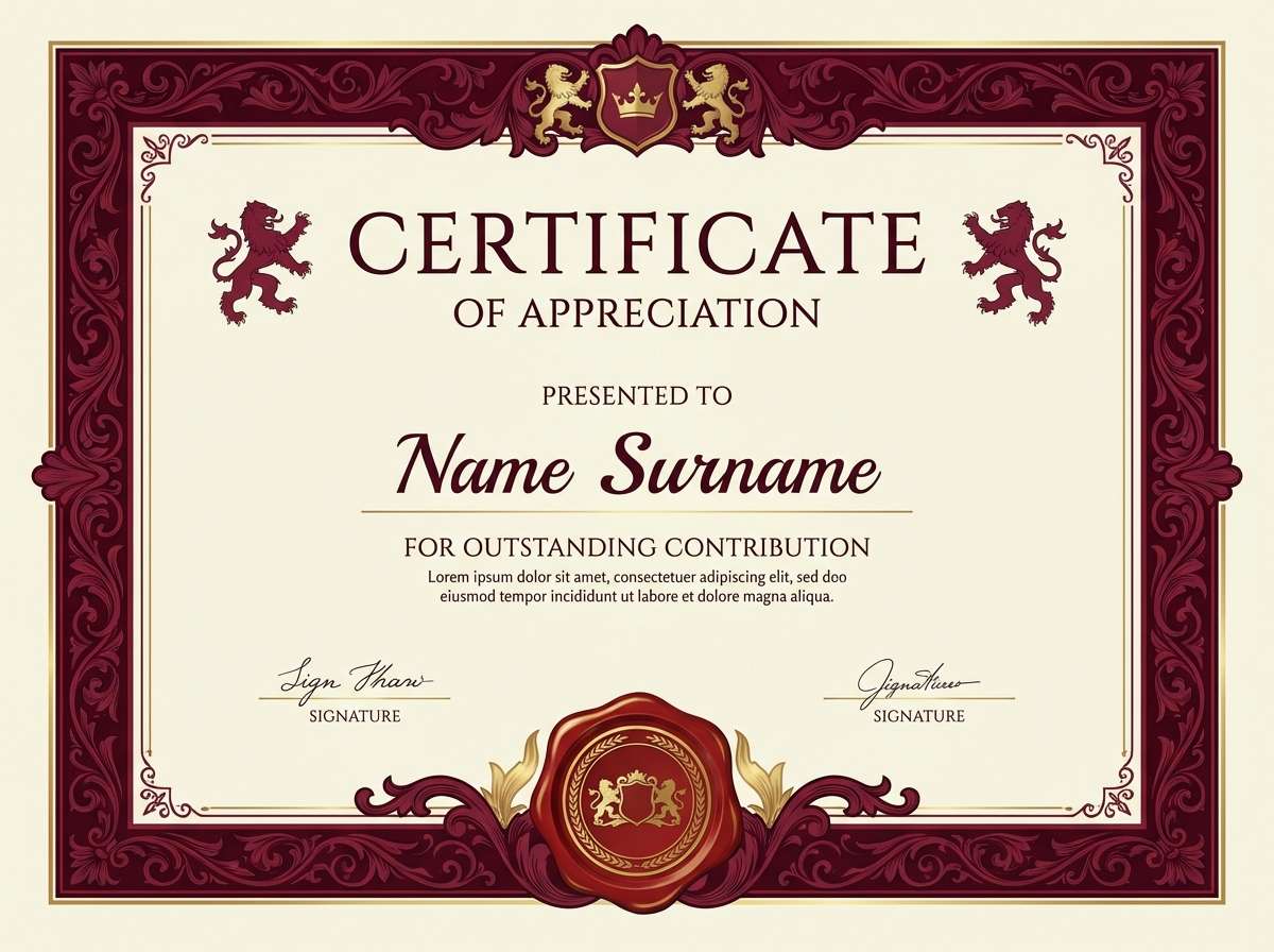 wine gold certificate