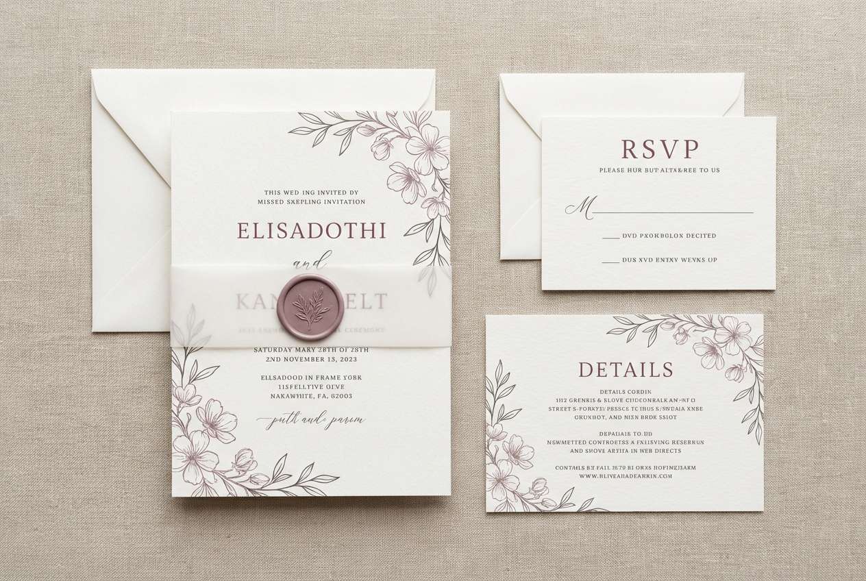 rosewood wedding invitation