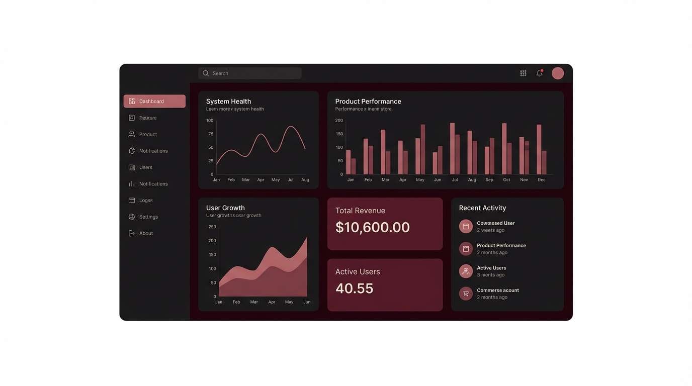 dark wine dashboard ui
