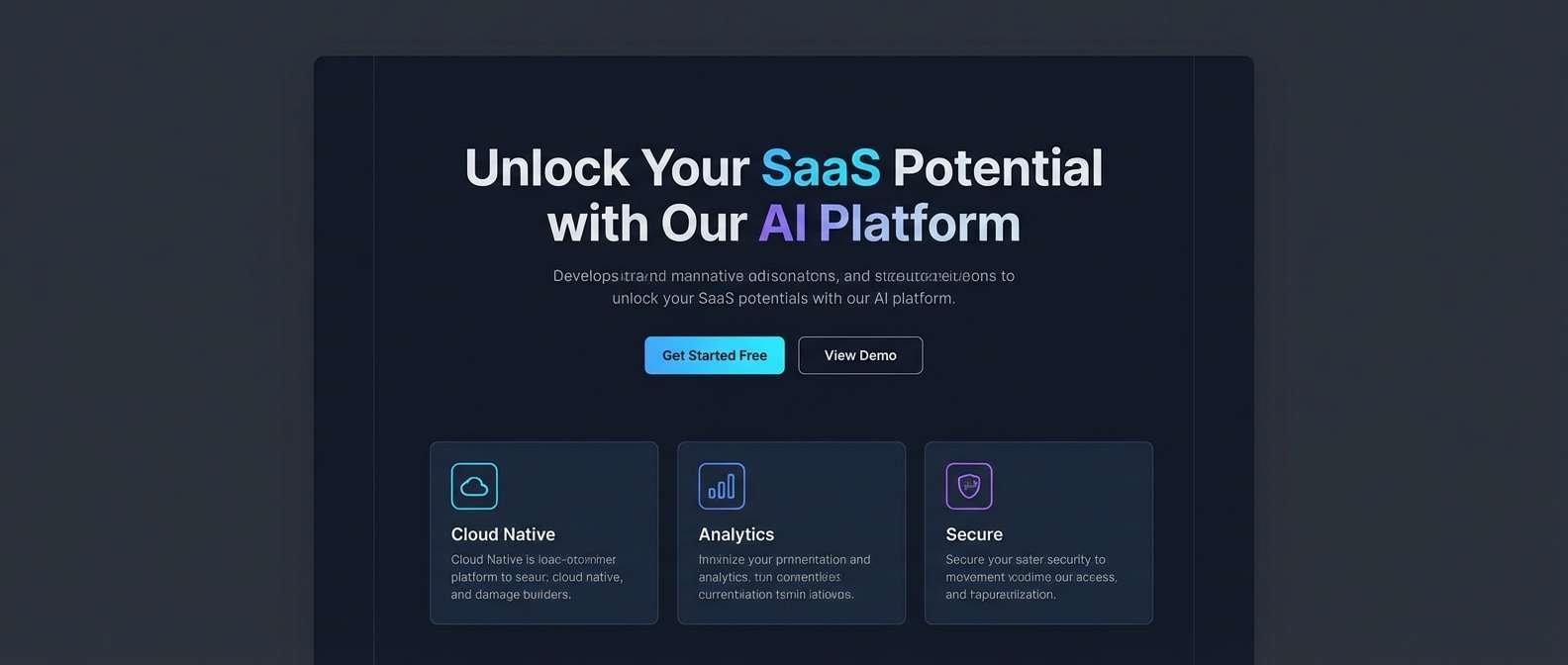 dark saas landing ui