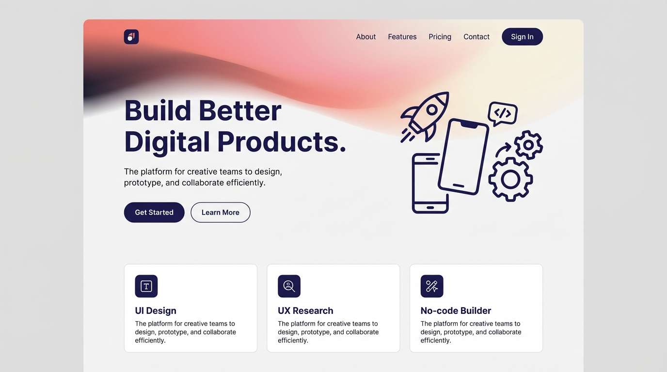 soft gradient landing ui