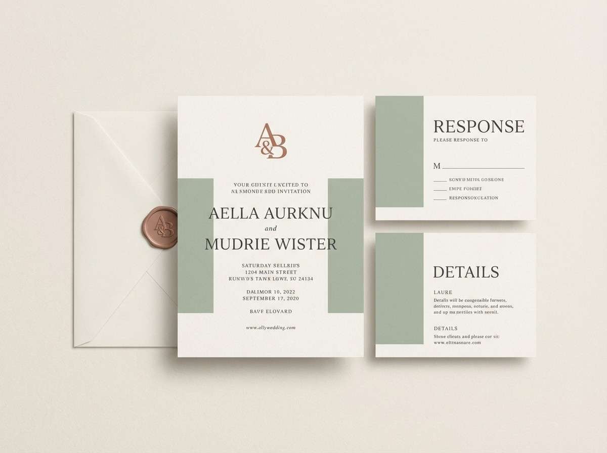 sage blush invitation