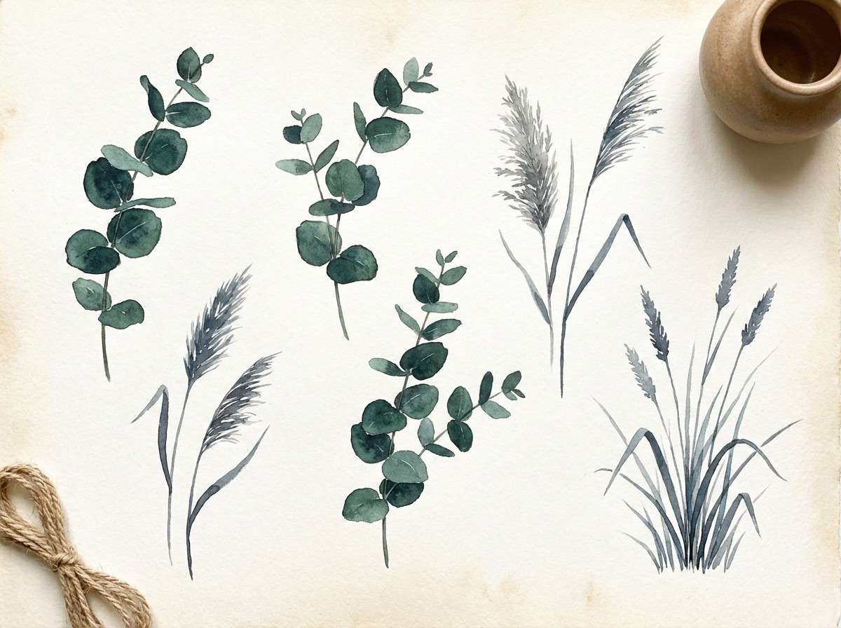 watercolor coastal herb set