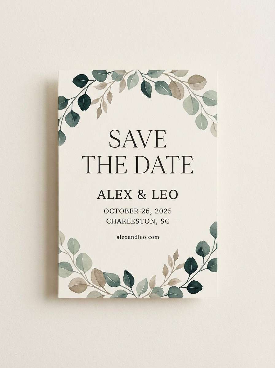 eucalyptus save the date
