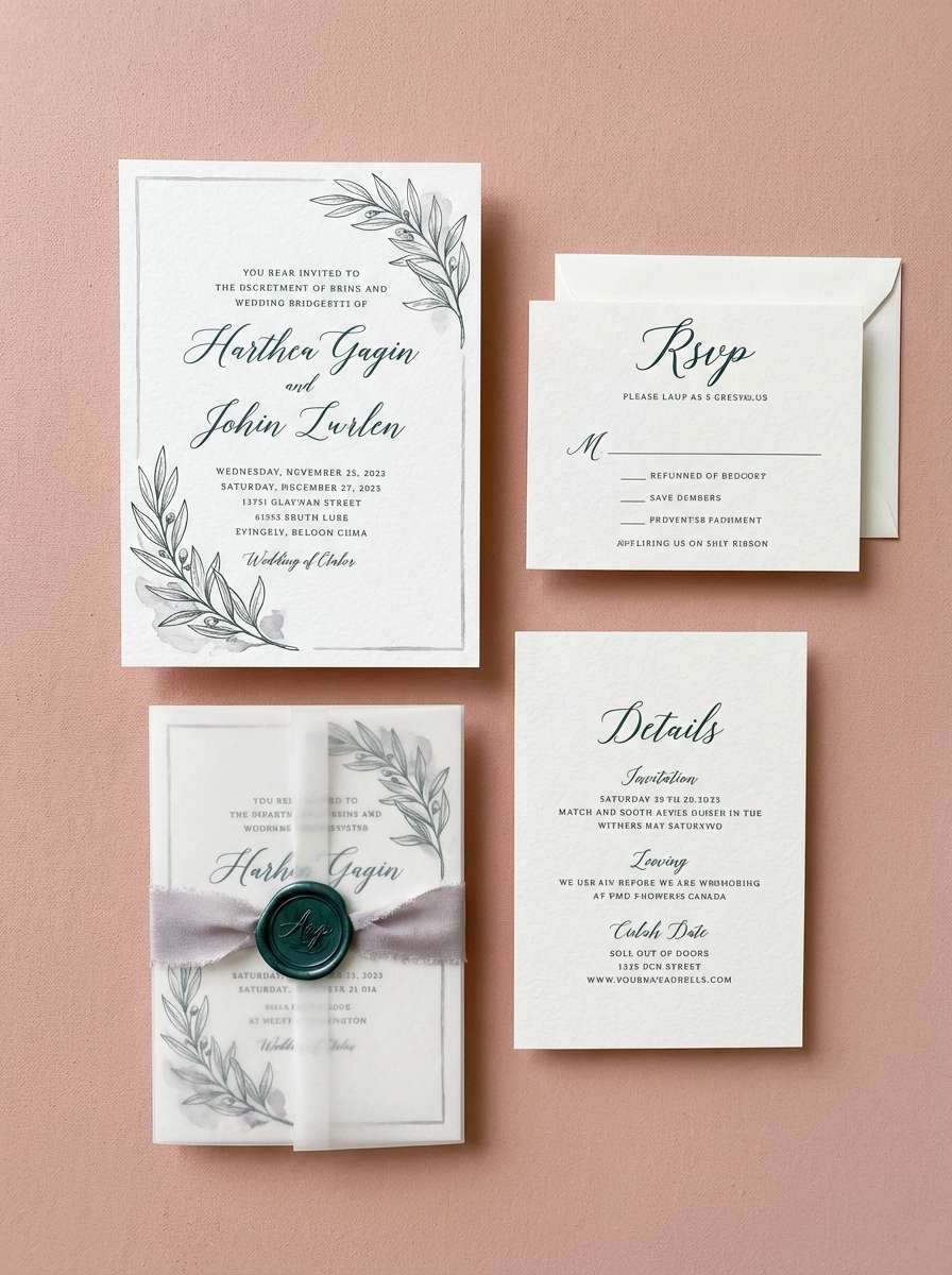 blush green invitations