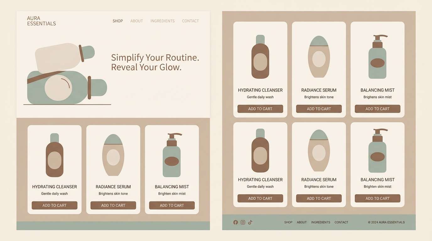 skincare product page