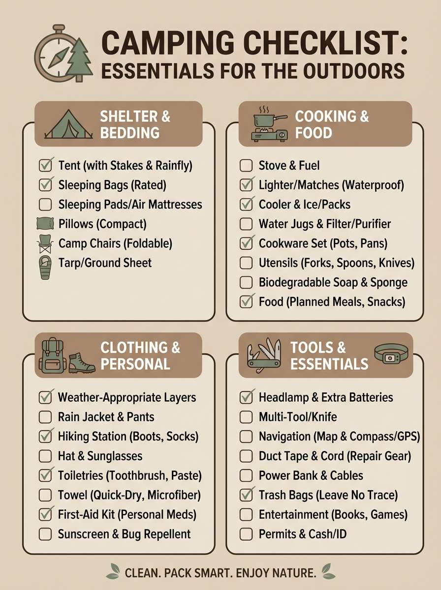 camping checklist infographic