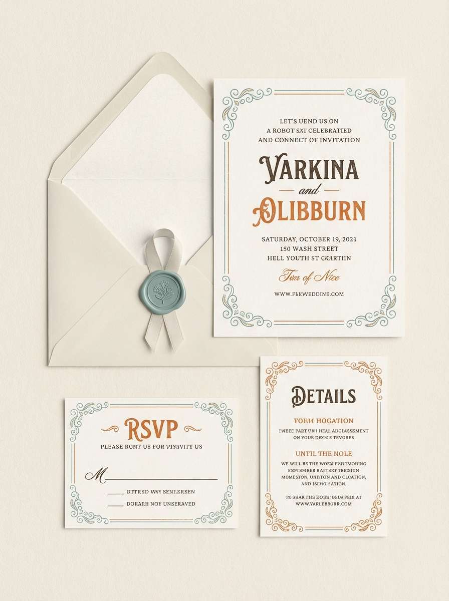 vintage postcard invitation suite
