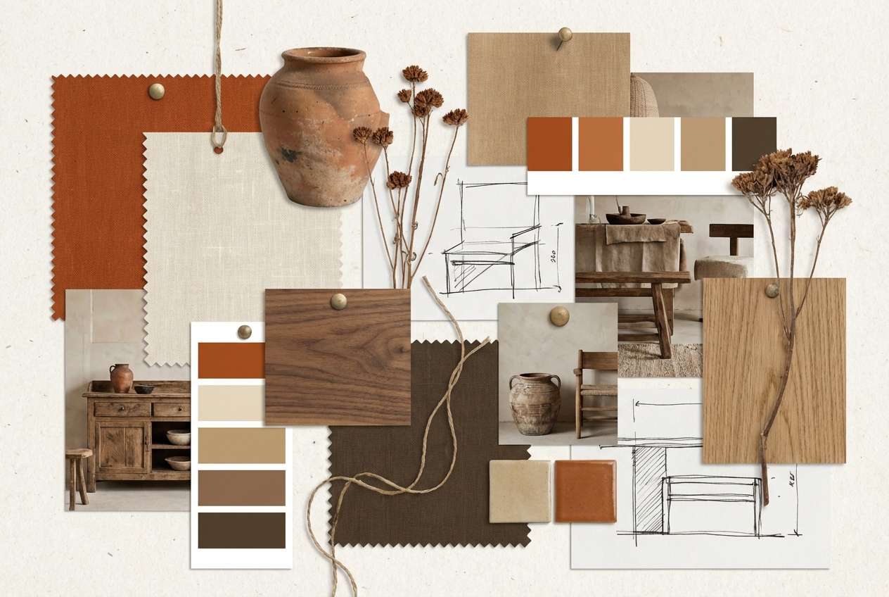 terracotta linen mood board