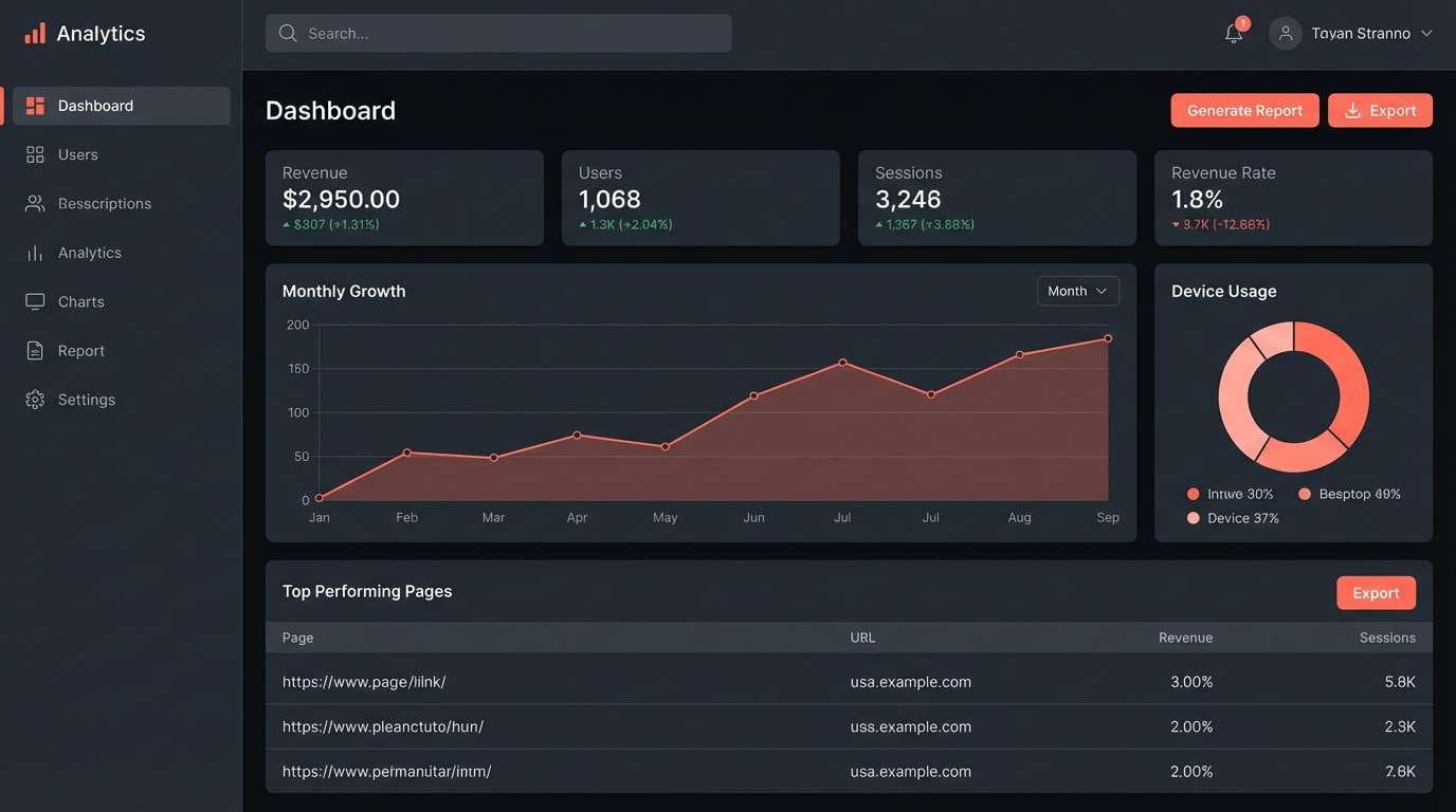 dark ui dashboard mockup