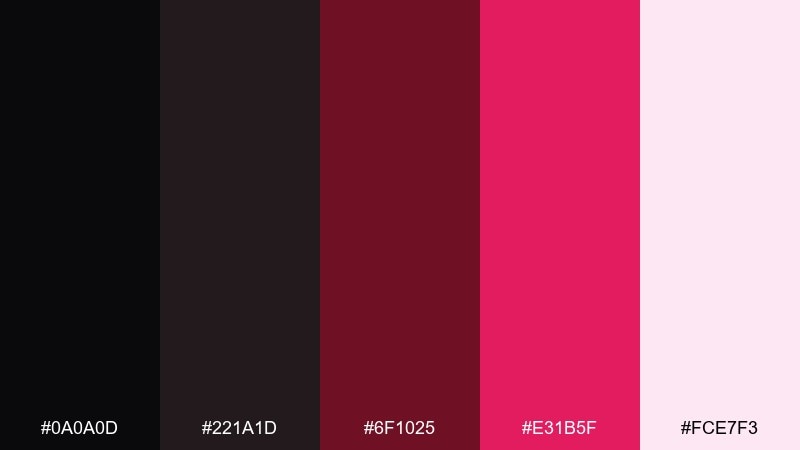 dark valentine color palette with hex codes
