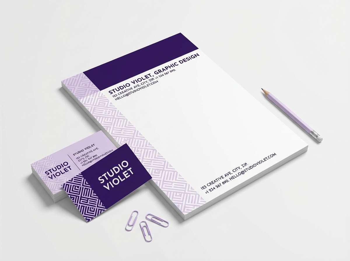 ultraviolet stationery set layout