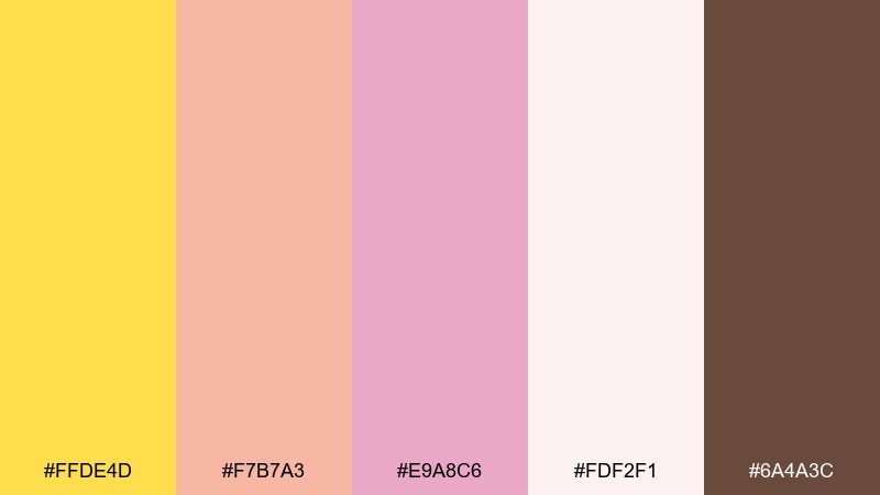 dawn blush daffodil color palette with hex codes