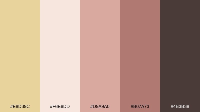dawn blush gold pale gold color palette with hex codes