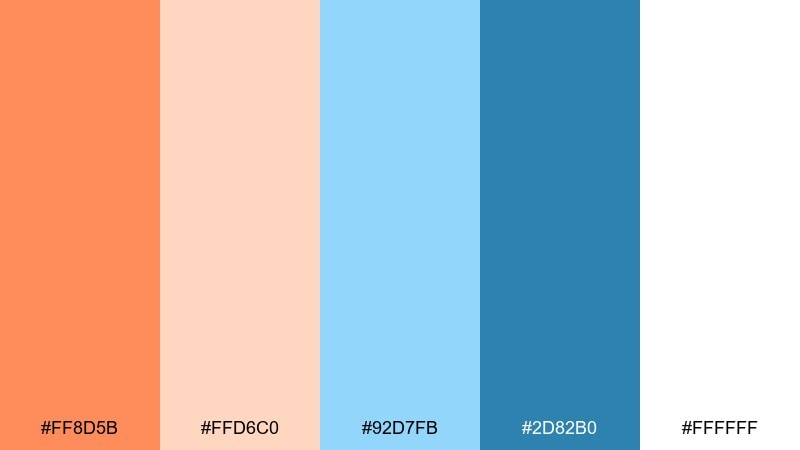 dawn over tiles orange pastel blue color palette with hex codes