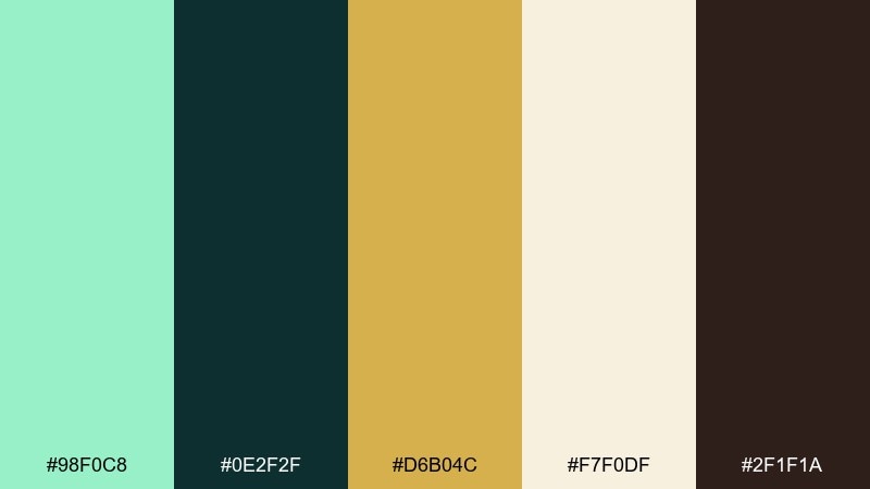 deco mint & gold color palette with hex codes