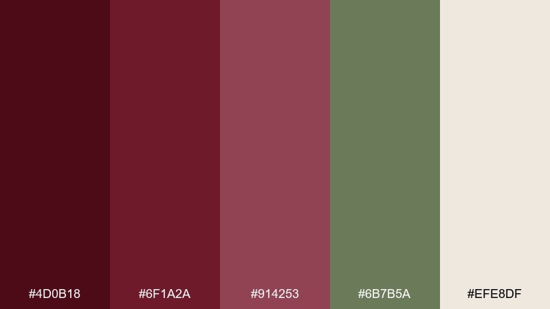 deep burgundy botanical red burgundy color palette with hex codes