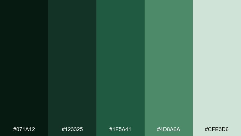 deep glade forest color palette with hex codes