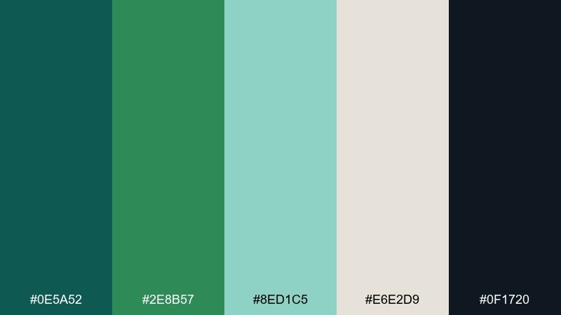 deep harbor sea green color combination with hex codes