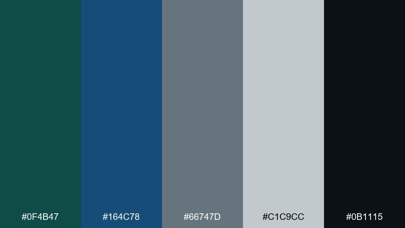 deep harborline green blue gray color palette with hex codes