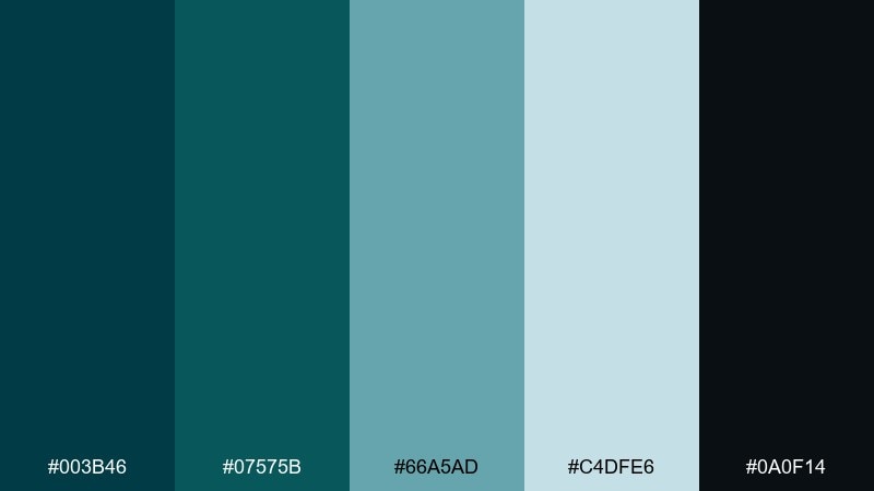deep lagoon color palette with hex codes