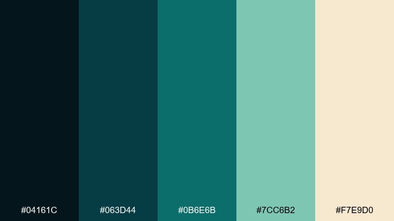 deep lagoon color palette with hex codes