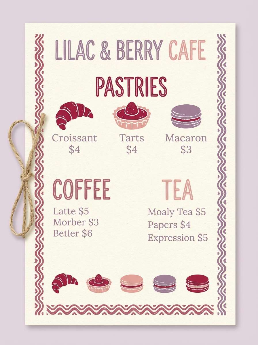 cranberry cafe menu design