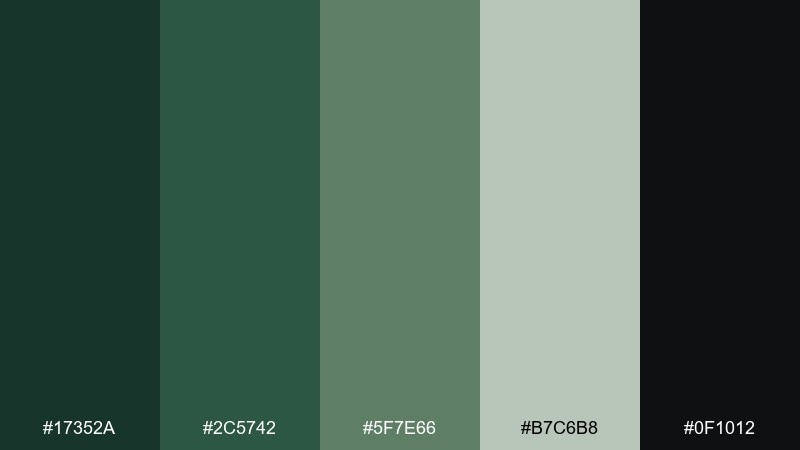 deep moss night fern color palette with hex codes