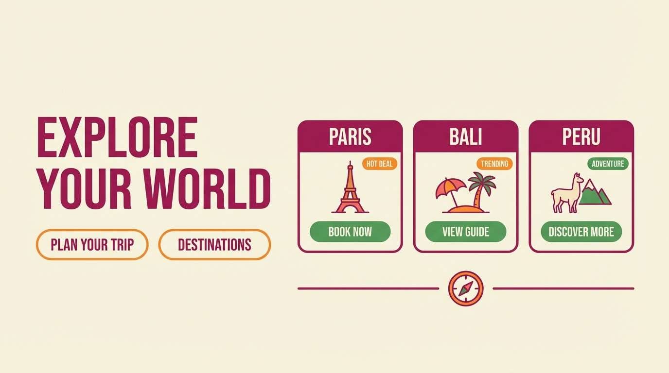 travel hero ui layout