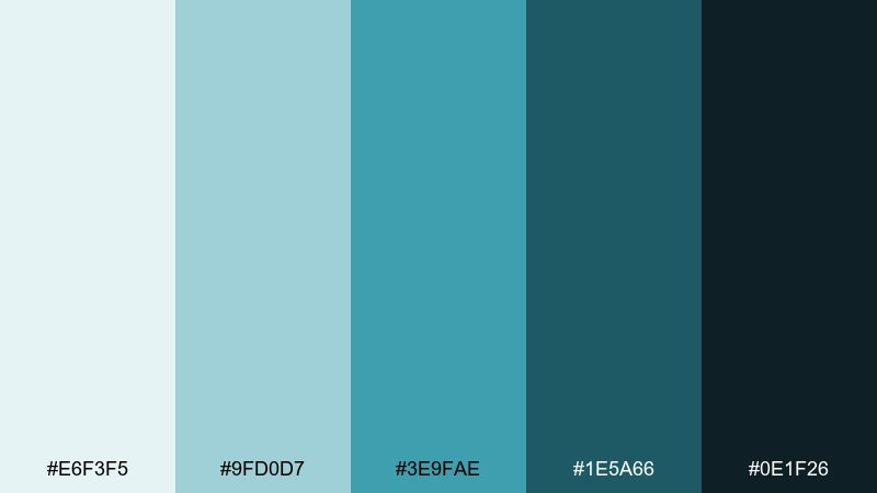 deep pool waterfall color palette with hex codes