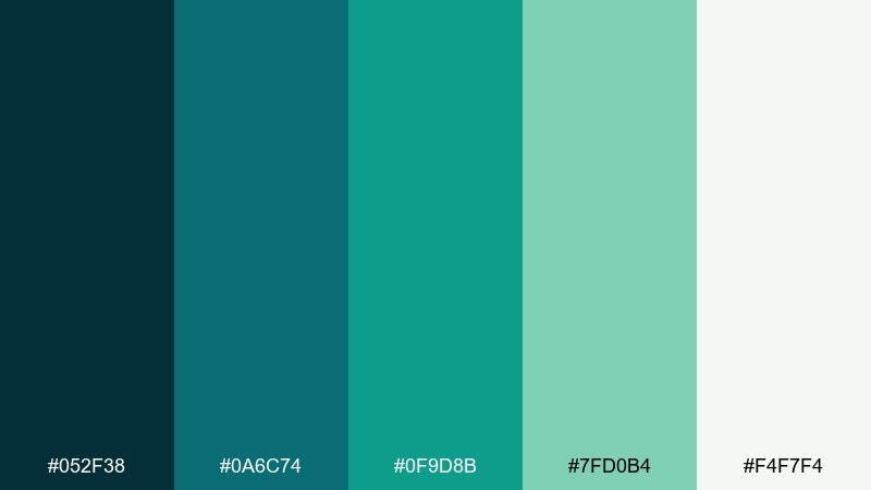 deep reef teal blue green color palette with hex codes