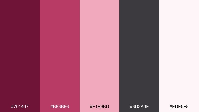 deep rose garden wash dark pink color palette with hex codes