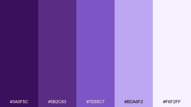 deep royal gradient royal purple color palette with hex codes