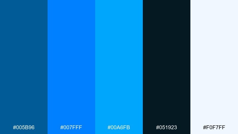 deep sea contrast azure color palette with hex codes