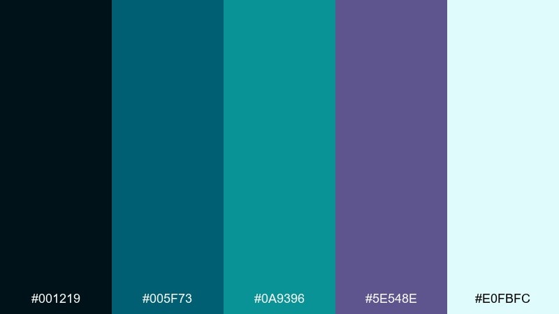 deep sea jewel peacock color palette with hex codes
