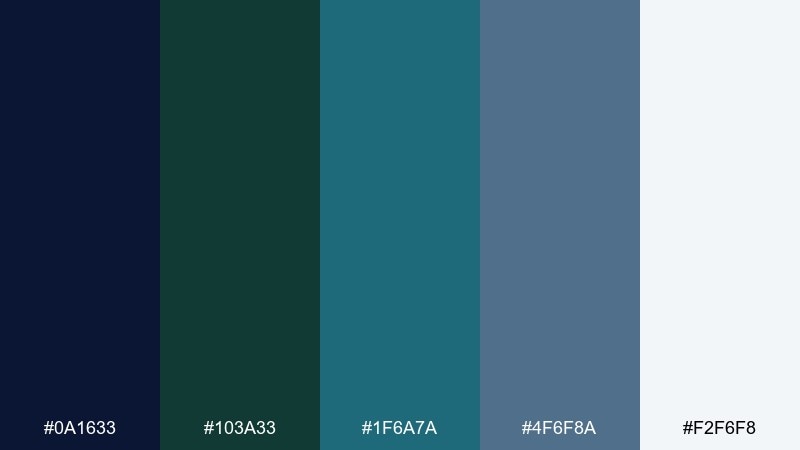 deep sea library color palette with hex codes