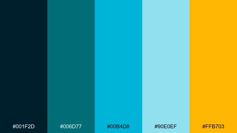 deep sea neon color palette with hex codes