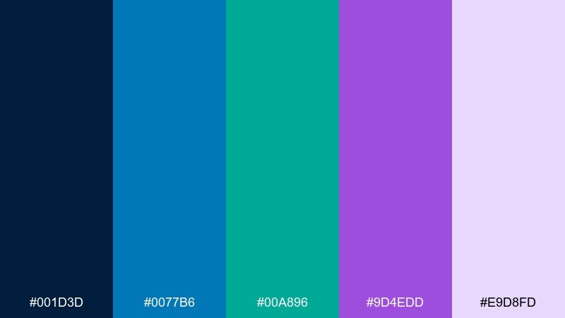deep sea orchid color palette with hex codes