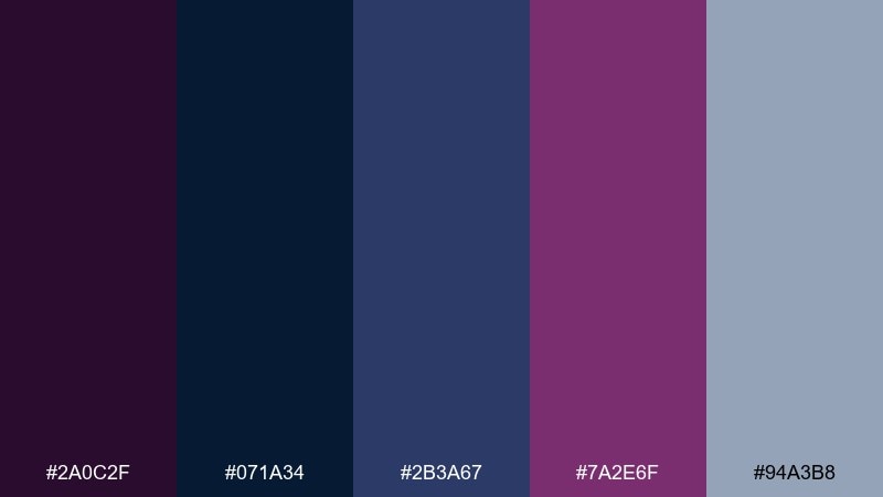 deep sea plum color palette with hex codes