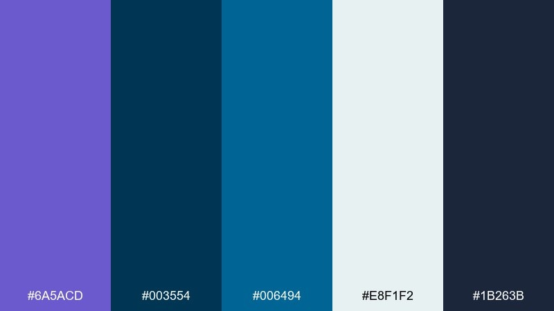 deep sea studio slate blue color palette with hex codes
